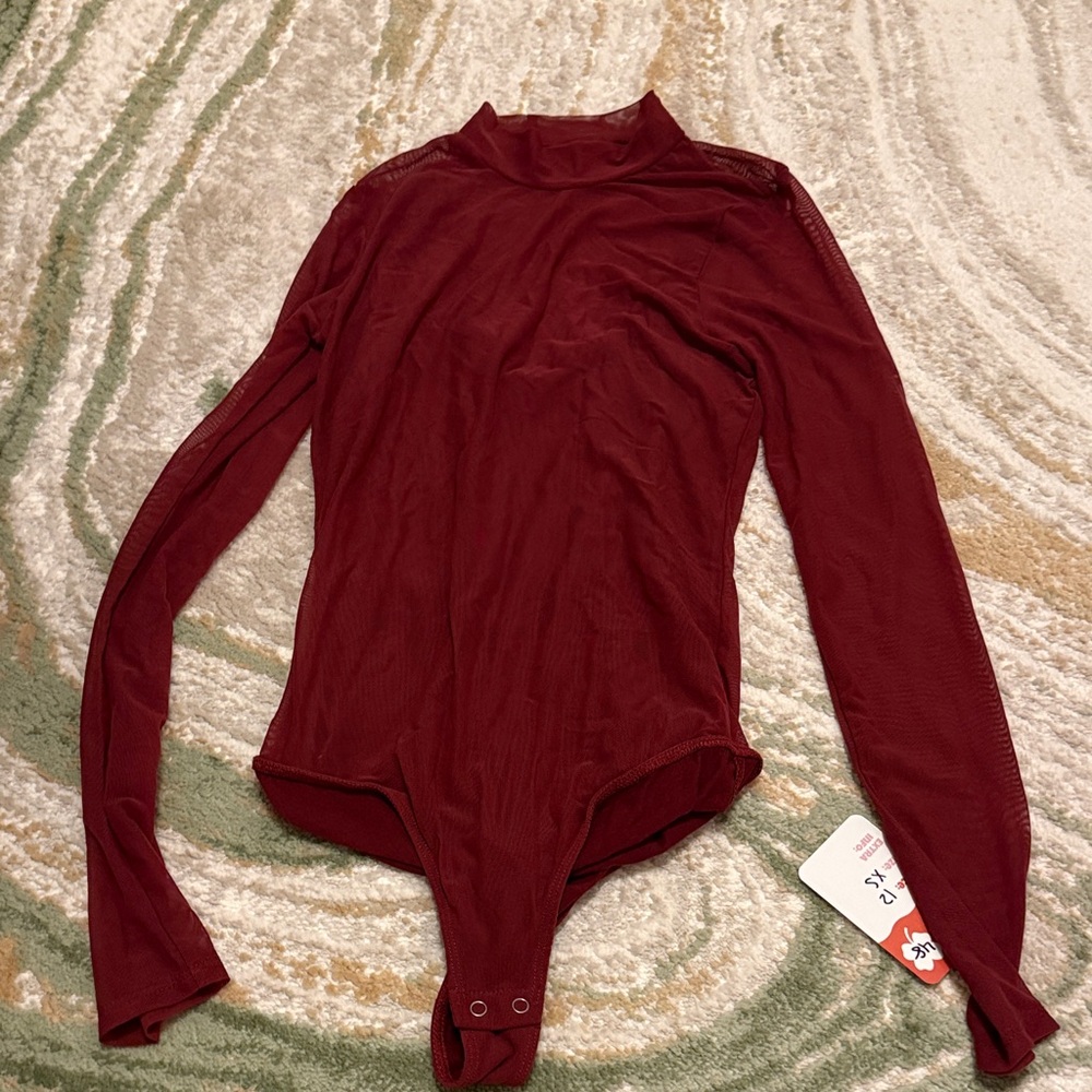 Hollister Burgundy Mesh Bodysuit